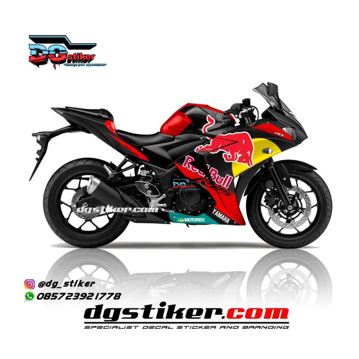 Modifikasi Decal Sticker Yamaha R25 Hitam Redbul