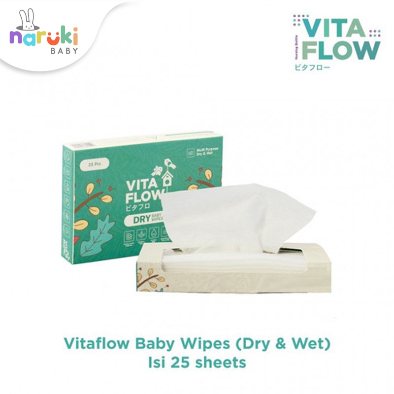 Vitaflow Baby Wipes Dry &amp; Wet Tissue Honeycomb 25 sheets Vita Flow