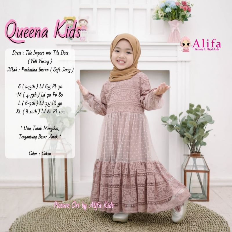 QUEENA KIDS ALIFA GAMIS BRUKAT ANAK GAMIS PESTA KIDS