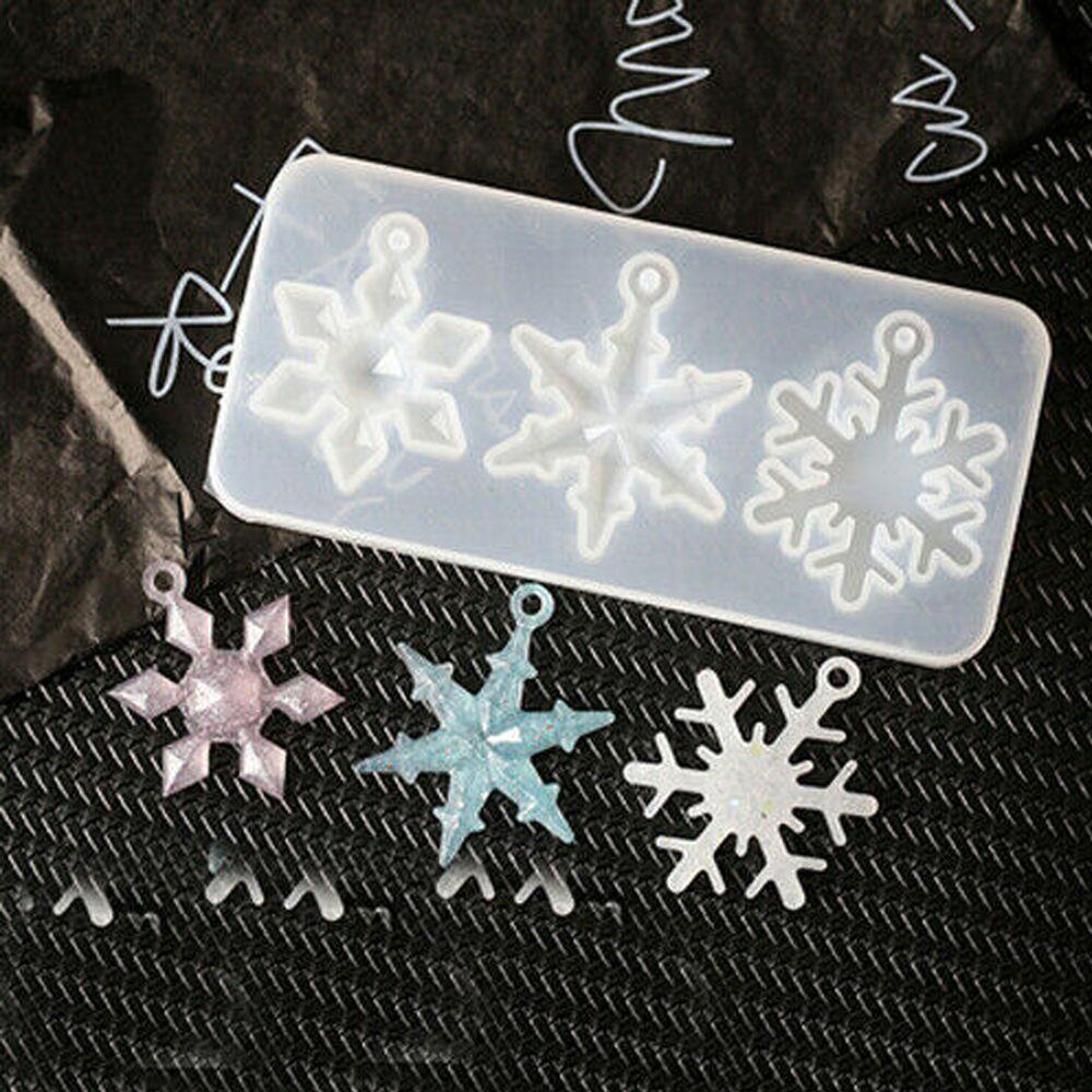 Solighter Cetakan Pengecoran Resin 3D Dropping Glue Snowflake Keychain Mold