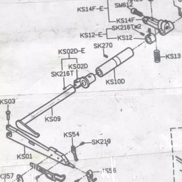 KS02D Engsel Tangkai Sepatu Mesin Jahit Obras 747 / 700F