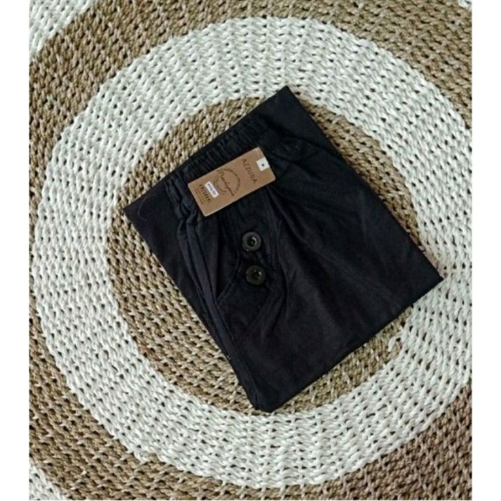 Kulot Panjang Polos Bahan Katun Cigarete Model Payung Murah-Hitam