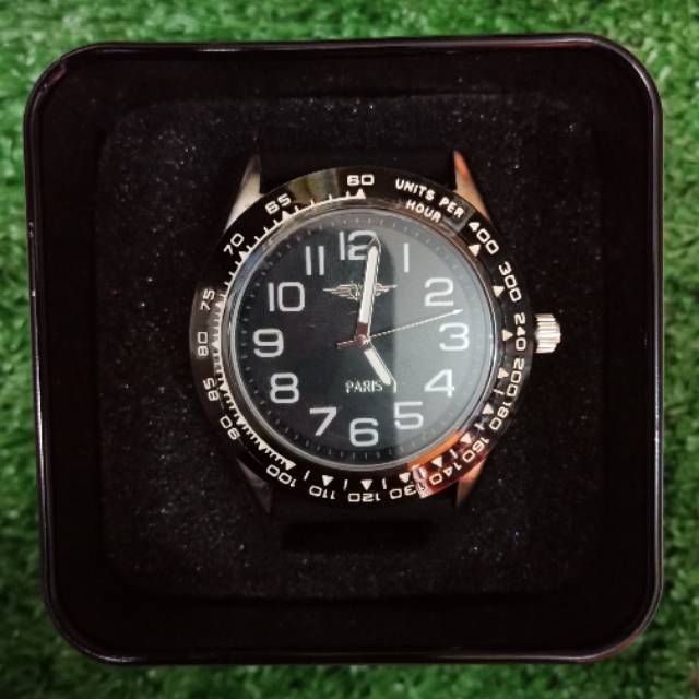 JAM TANGAN ANALOG PRIA STRAP RUBBER HITAM ORIGINAL SOPHIE PARIS