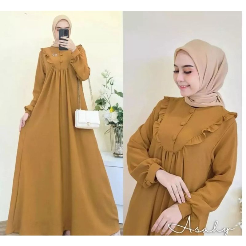 asahy dress cringkle air blow 2022 terlaris/gamis crinkle kekinian termurah/pakaian muslim wanita terlaris/dress terbaru bahan crinkle