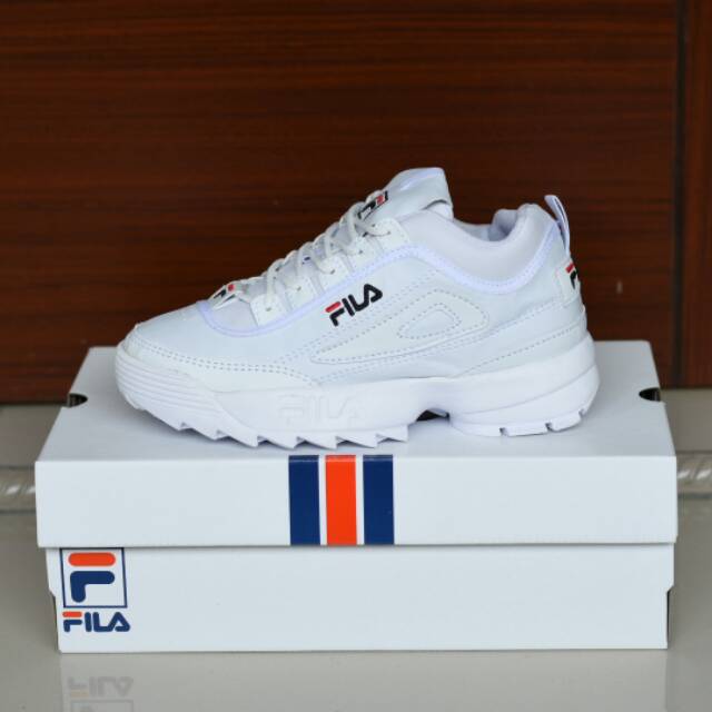 Sepatu Fila Disruptor II Grade Ori Full White Putih Sneakers Wanita Cewek