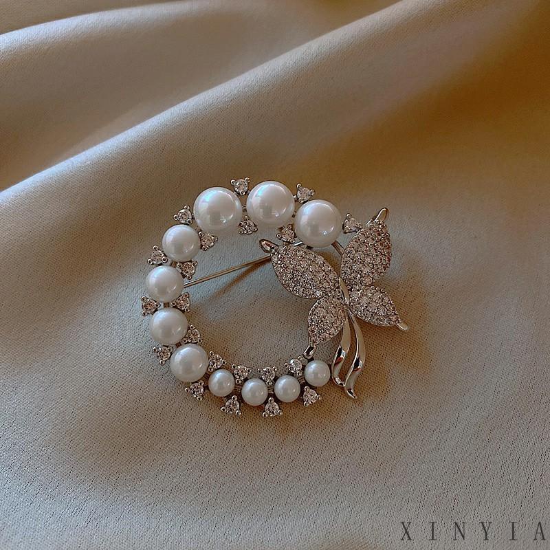 【COD】Mutiara Kupu-Kupu Bros High-End Perempuan Indah Kecil Harum Korsase Pin Aksesoris Berkelas Anti-Silau Gesper