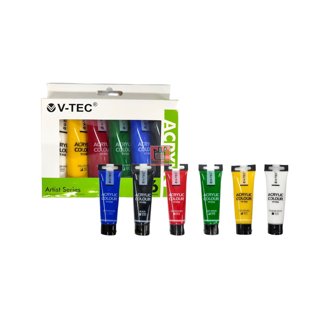 

H7Y Cat Akrilik VTEC VT-635 Acrylic Colours 6 Warna x 35 ML Set SHAGB