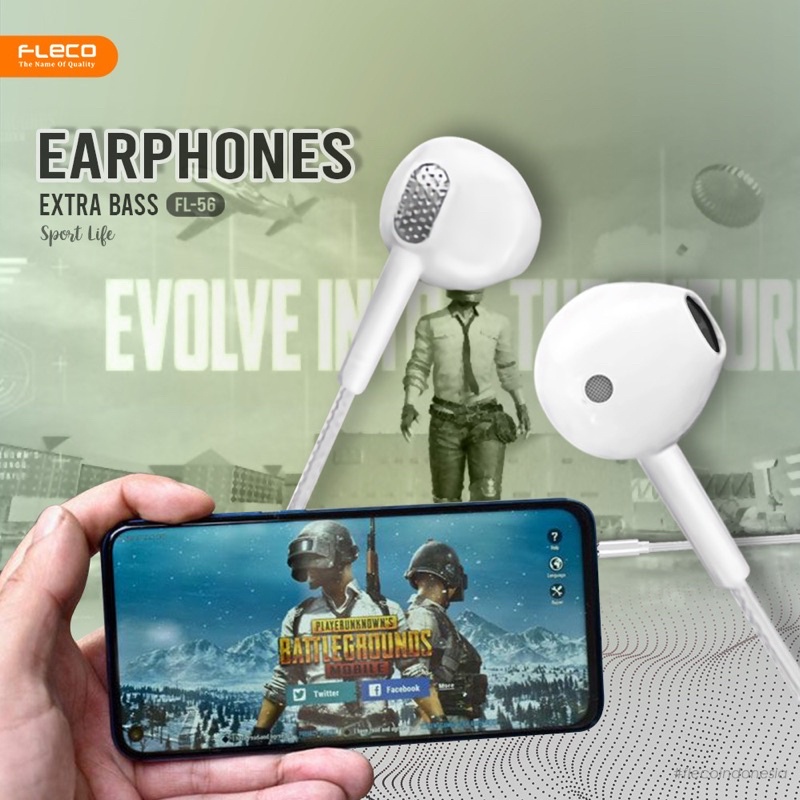 NEW HANDSFREE FLECO FL56 SOFT COLOUR EXTRA BASS EARPHONE