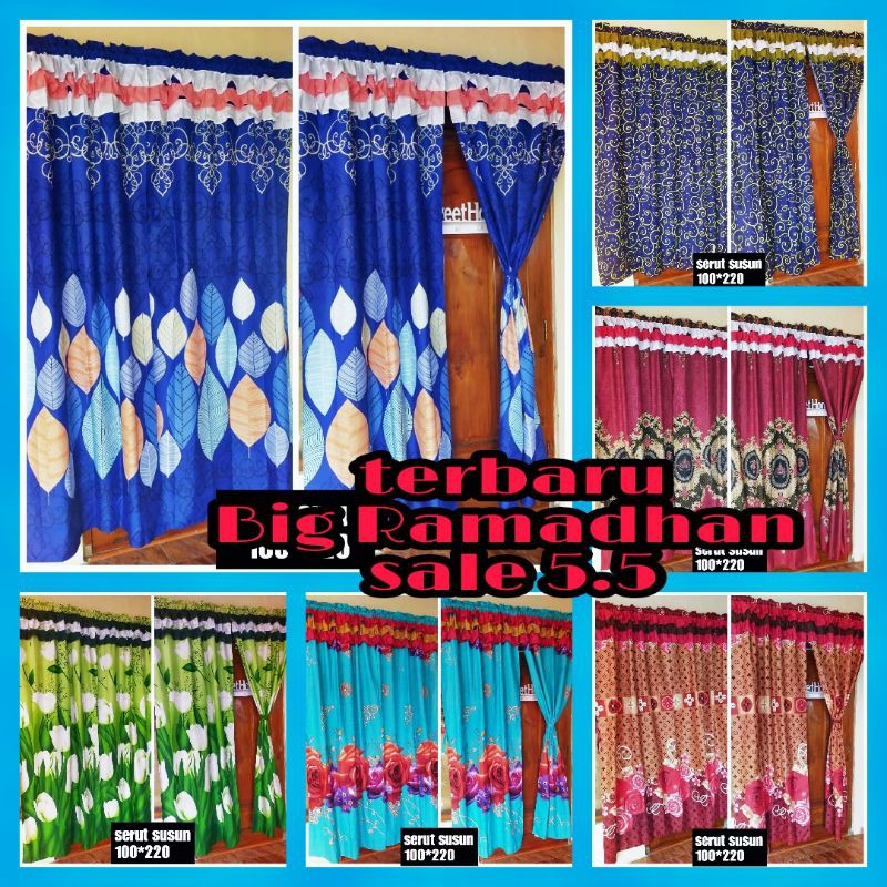 Gorden Serut murah home Made/ gorden serut motif bunga cantik