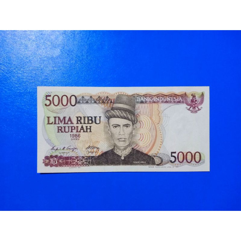 Uang Kuno 5000 Rupiah Teuku Umar 1986 Grade UNC