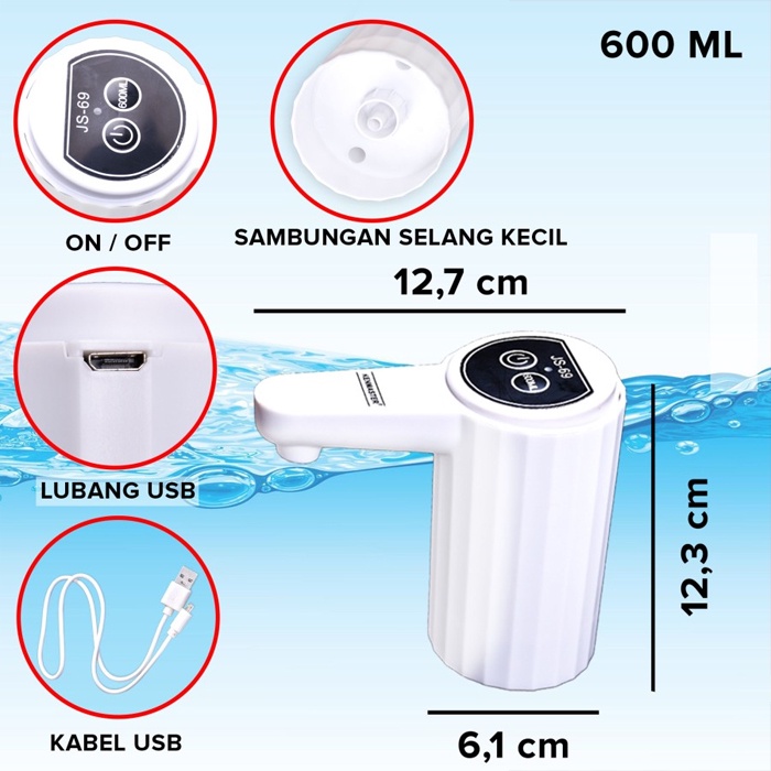 Pompa Galon Elektrik Dispenser Air Minum / Kenmaster Drinking Water Pump USB KM-69