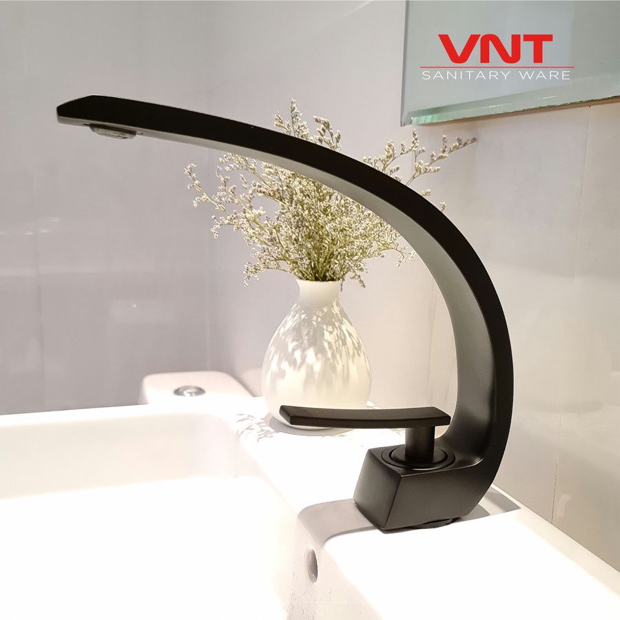 Kran Wastafel Hot Cold Black Minimalis Faucet Keran Hitam Panas Dingin