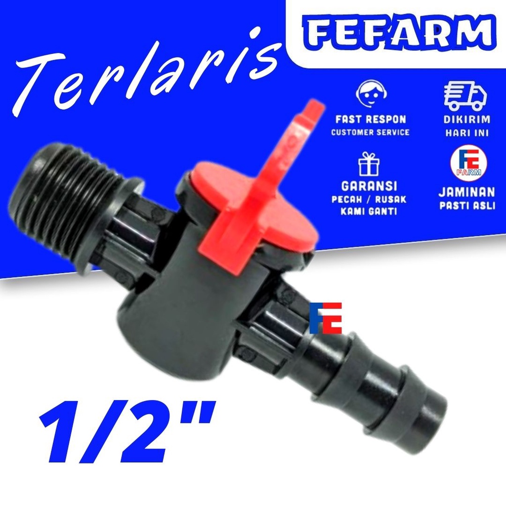 CHECK VALVE 16 MM STOP MINI KRAN AIR PIPA PVC DRAT LUAR 1/2&quot; X 16MM KE SELANG PE 13MM/16MM FEFARM