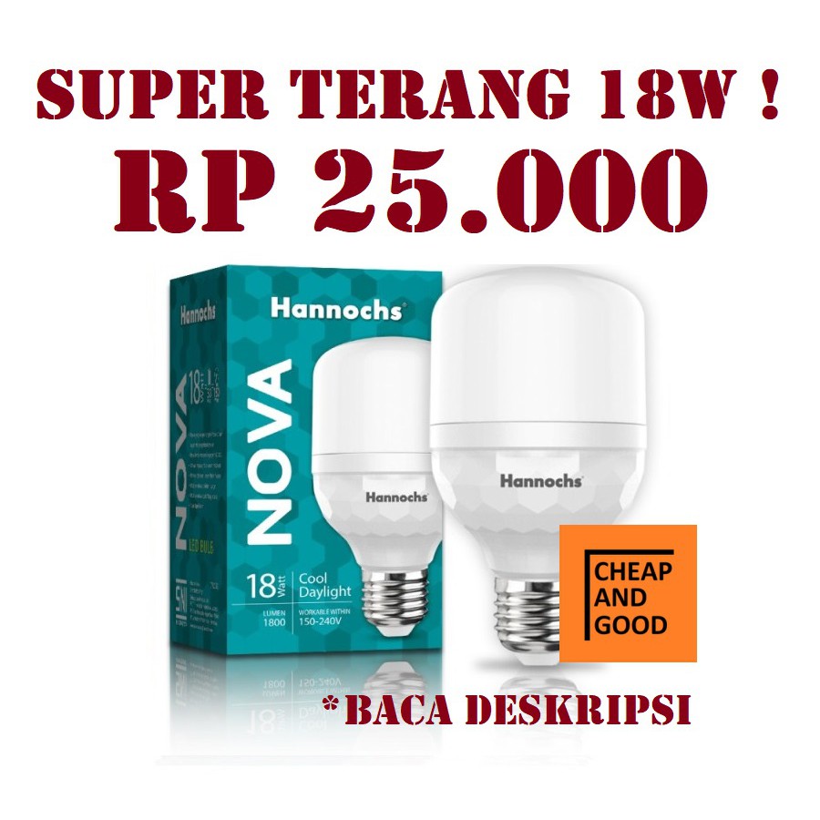 Lampu Led Hannochs Nova 18w 18 Watt Paling Murah Shopee Indonesia