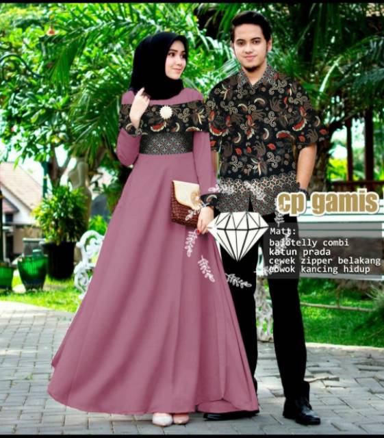 CP MARSELLA BATIK PAKAIAN PASANGAN COUPLE KEMEJA DAN GAMIS MAXY KR ADA VIDEO REAL PICT