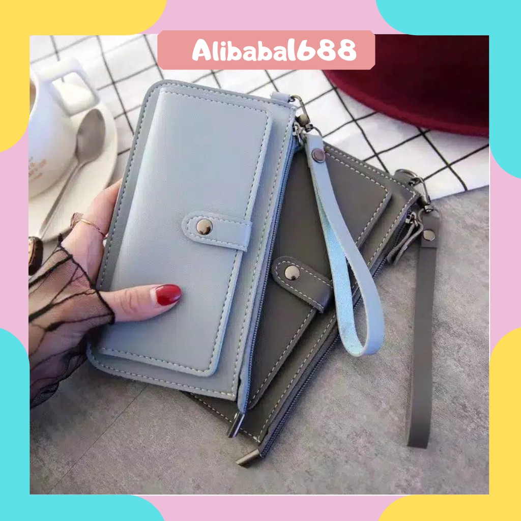 Alibaba1688 Dompet Wanita Mode Multifungsi/Dompet Panjang Resleting