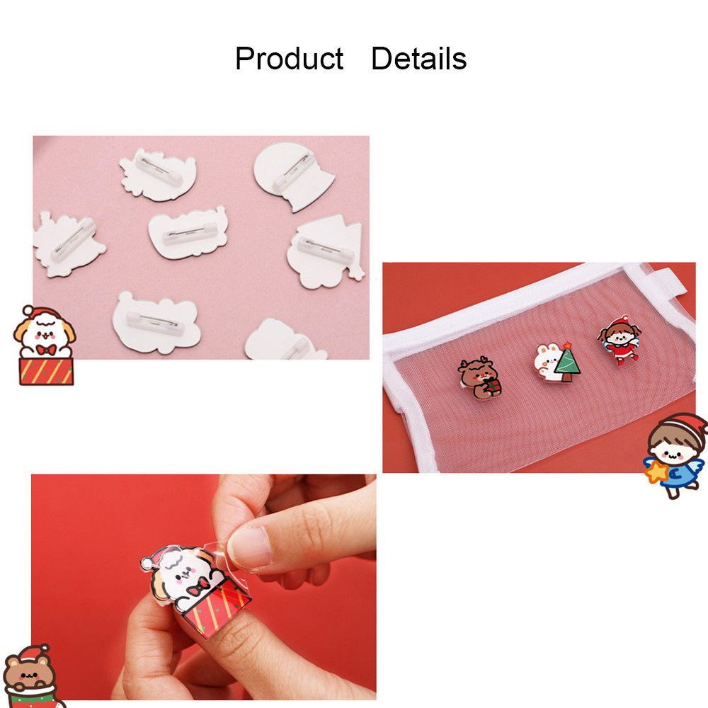 Bros Pin Desain Santa Claus Snowman Elk Natal Bahan Akrilik Untuk Wanita
