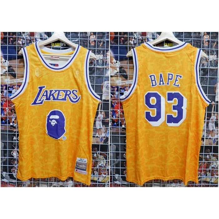 Promo JERSEY NBA BAPE X LAKERS #93 KUNING 18-19 Limited
