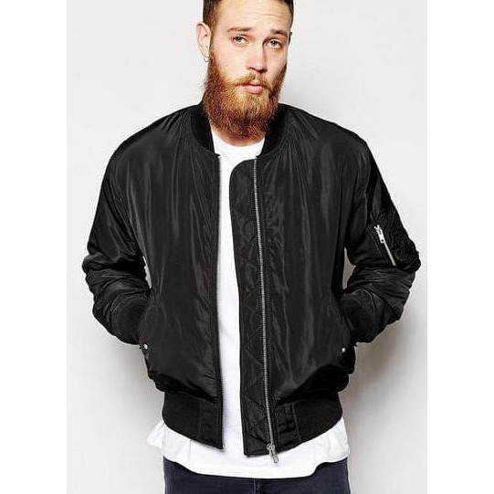 Bomber Parasut Polos Murah - Jaket Bomber Pria Wanita - Hitam, M S50 Harga Grosir