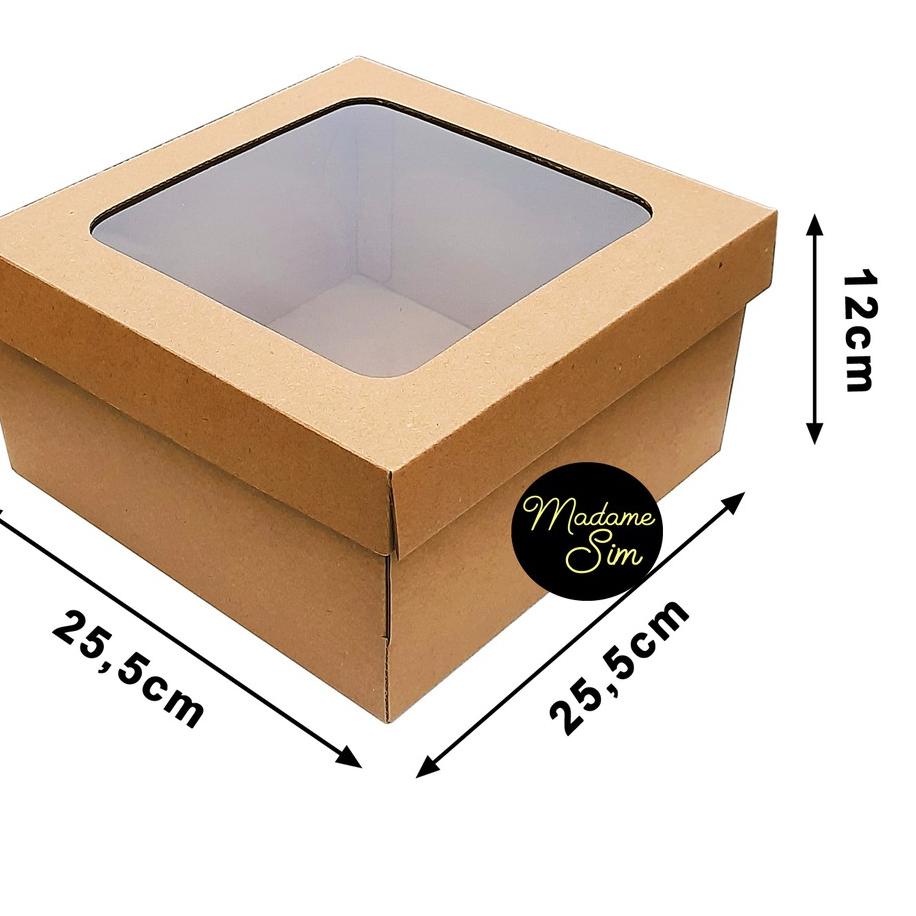 

Big Sale - KOTAK KUE - CAKE BOX 25 x 25 x 12 CM - COKLAT + JENDELA ISI 10 PCS ✔