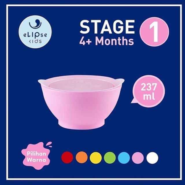Elipse Kids Bowl With Lids Stage 1 Mangkok Makan Anak 237ml