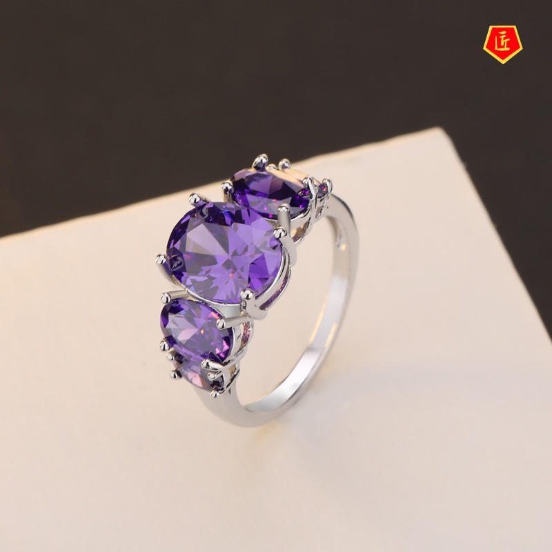 [Ready Stock]Fashion Amethyst Tourmaline Ring