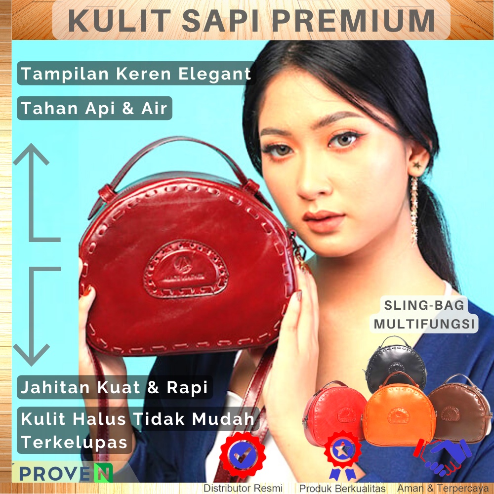 Tas Selempang Kulit Wanita Asli Multifungsi Tas Slempang Wanita Serbaguna Kulit Sapi Asli Rosetta AL04 Sling Bag Stylish BAHAN KULIT SAPI ASLI 100 % GARANSI ORIGINAL