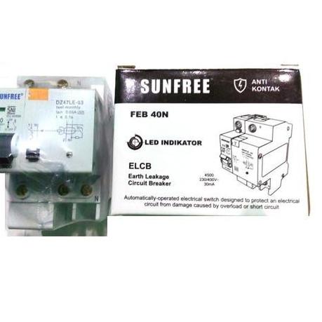 ANTI KONTAK ELCB 40A ANTI KONTAK SUNFREE FEB 40N LAMPU INDIKATOR ANTI KONTAK