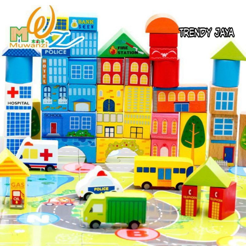 Puzzle 62 Pcs Building Blocks Toy Transportation