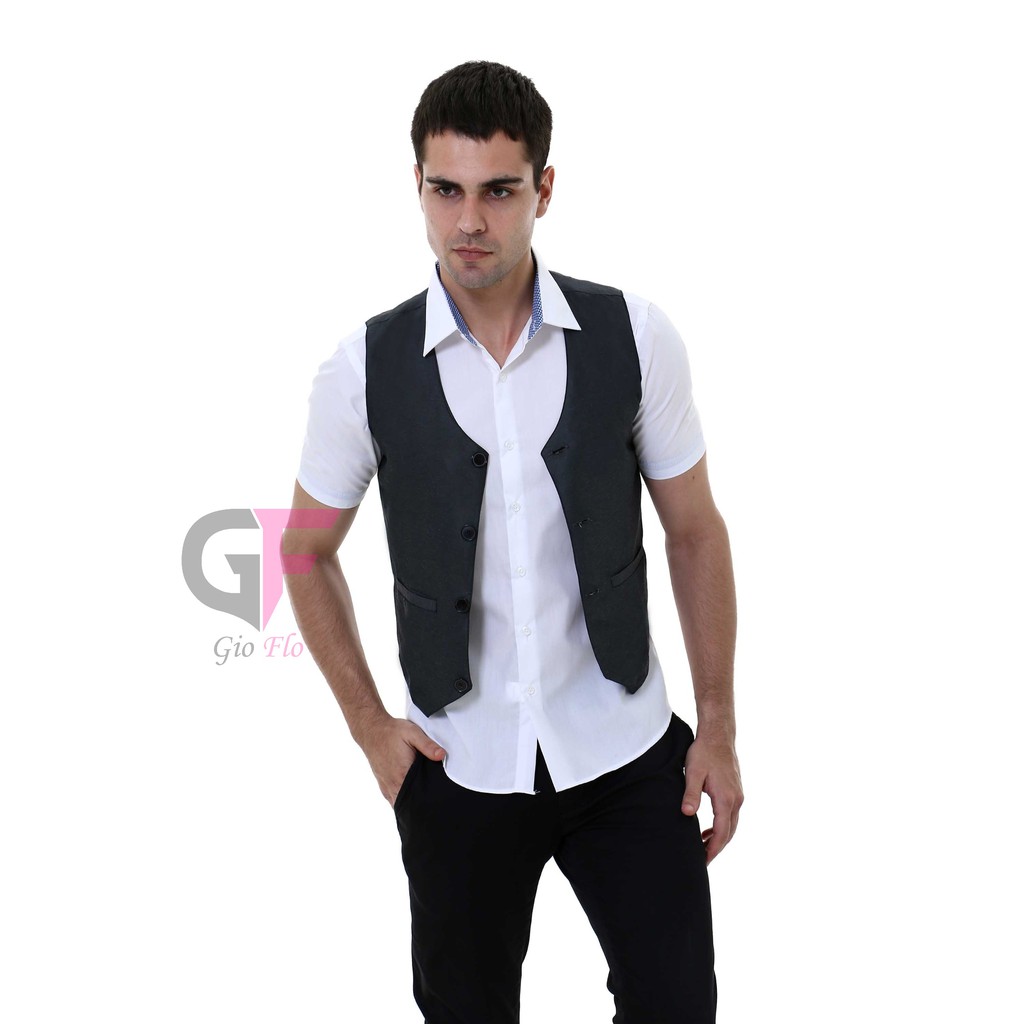 GIOFLO Rompi Vest Formal Pria Katun Modis Hitam / ROM 480