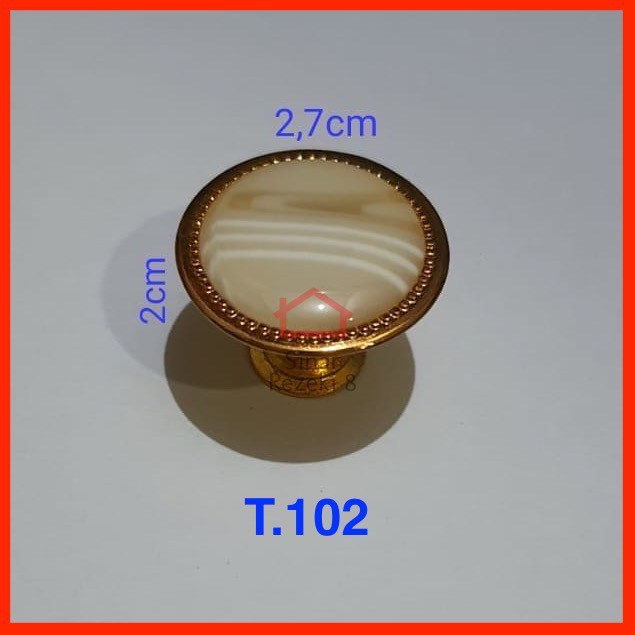 Tarikan Laci 102 WHITE Putih Gp Gold Marmer Pintu Lemari Bulat Handle