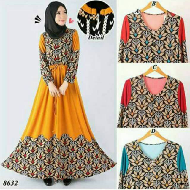 Gamis Dress ELERIA MAXY 125k Matt Jersey Super, Tebal n Adem, Tali Serut, Bawah Model Payung, Fit XL