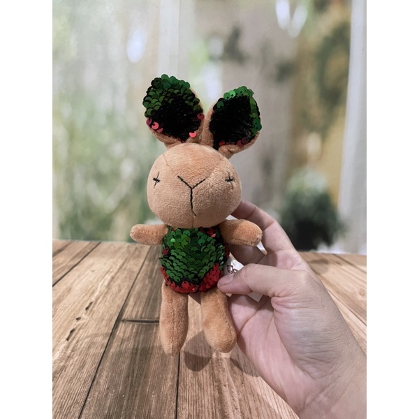 boneka kelinci sequin/kelinci boneka gantungan tas