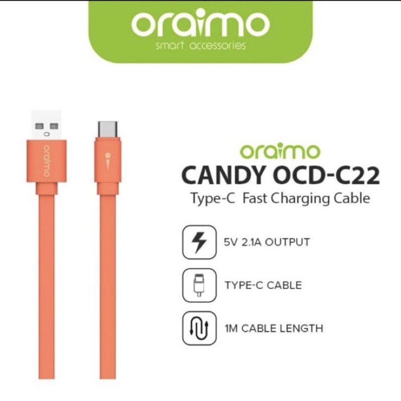 Oraimo OCD-C22 Candy Type-C Fast Charging Android Cable ( 1 PCS ) - Garansi 1 Tahun