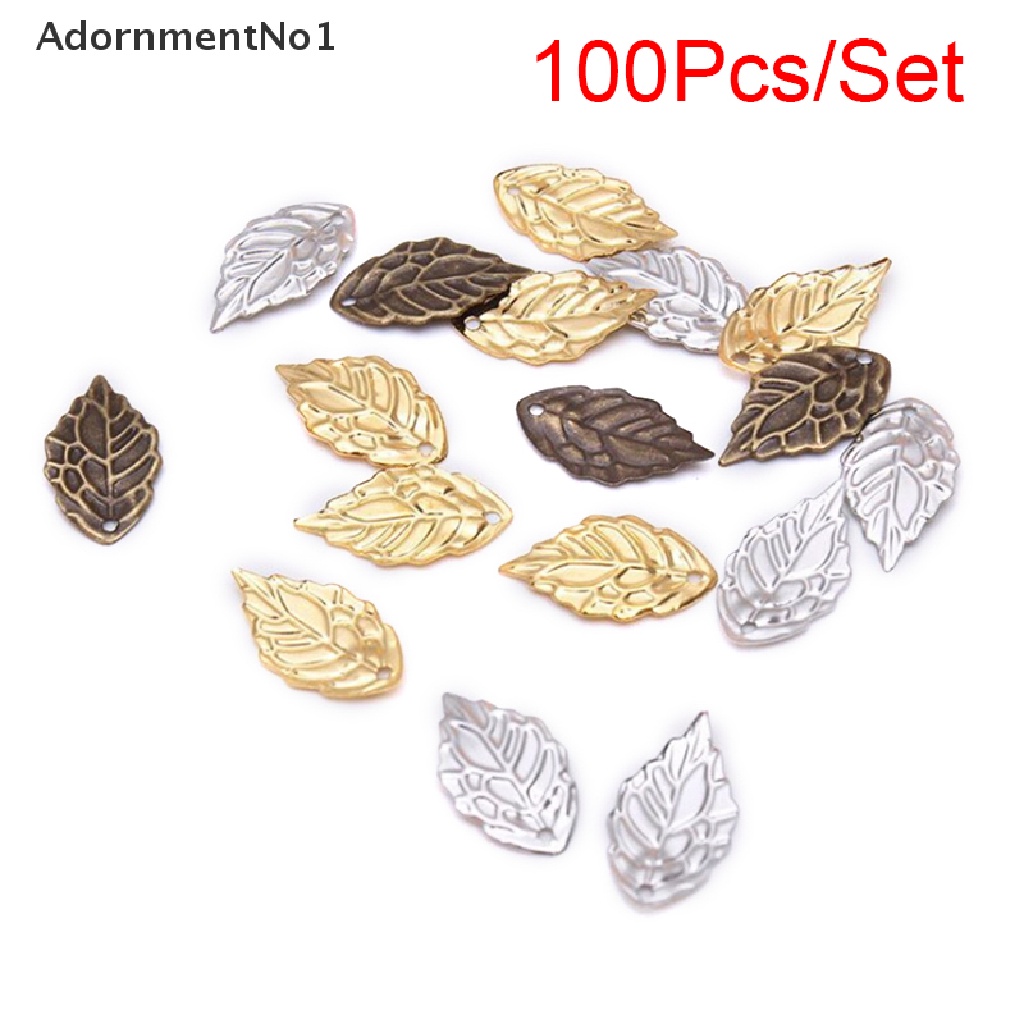 (AdornmentNo1) 100pcs / Set Liontin Daun Hollow Untuk Membuat Perhiasan DIY