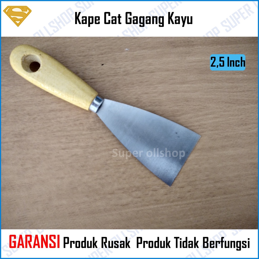 Kapi Cat Gagang Kayu / Kape Cat Kapi Plat Gagang Kayu Scraper Screper Skrap Sliper 1.5 Inch 2 Inch 2.5 Inch 3 Inch Murah