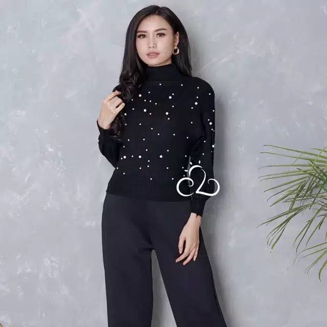 Sweater wanita knitt pearl outer wanita bahan rajut winter sweater musim dingin