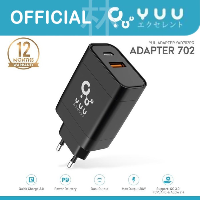 Yuu YAD702PQ Adapter Quick Charge 3.0 &amp; PD FCP, AFC Charger