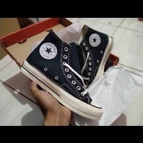 PREMIUM SEPATU SNEAKERS CONVERSE 70S HITAM PUTIH BLACK HI IMPORT BNIB CEWEK COWOK COUPLE KADO HADIAH SEKOLAH KERJA CASUAL FORMAL SKATE