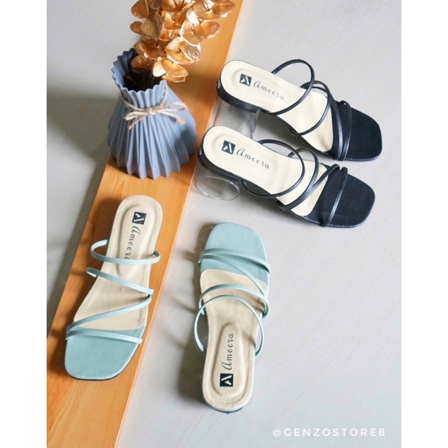 AMEERA AM-07 Sandal Heels Tali Wanita Sendal Hak Tahu 5cm Block Chunky