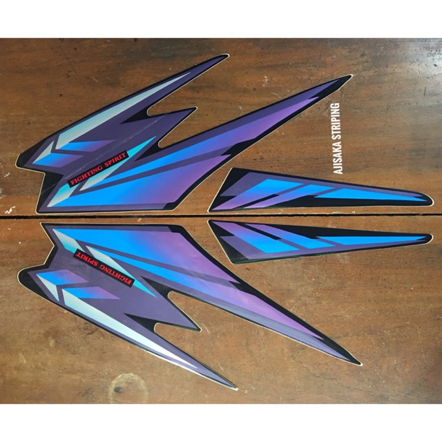 Striping sticker lis les Rx King 2002 hitam ungu biru