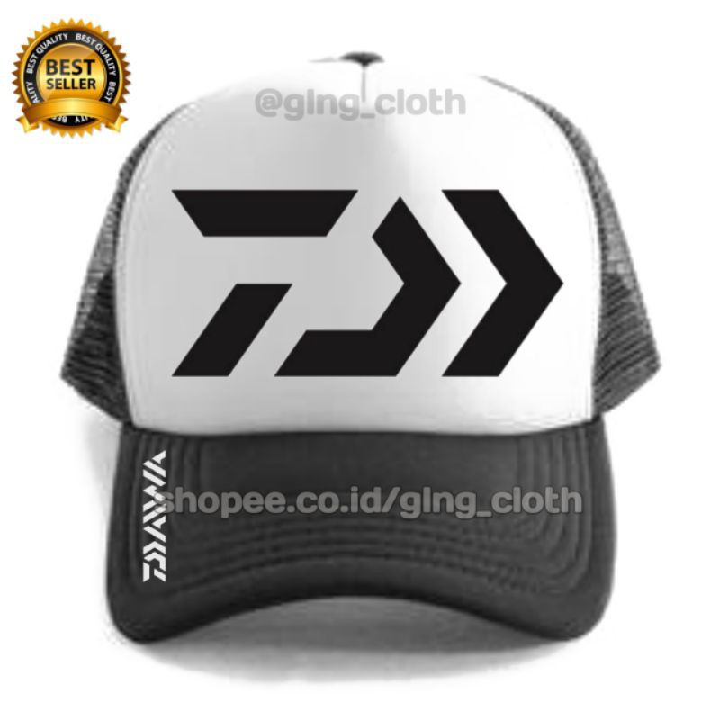 Topi Daiwa Trucker | Topi Daiwa Hitam - Putih
