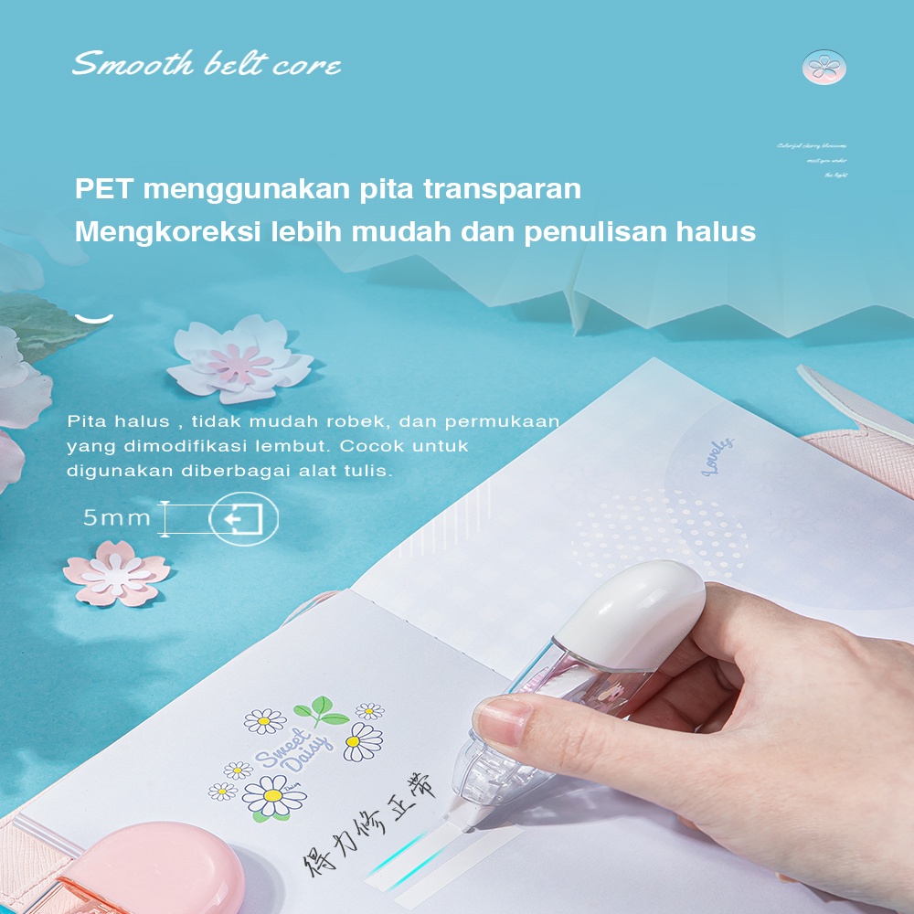 Deli Correction Tape / Tip Ex Kertas 8m Design Sakura 71540