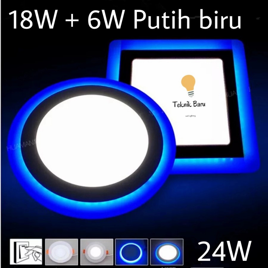 Lampu Downlight 2 Warna LED 18W + 6W Putih list Kuning 24W Ib Hias Plafon rumah kamar dekorasi 18 4 Watt 24 Watt