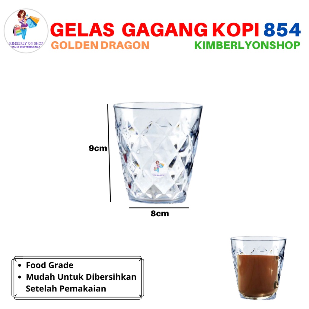 Gelas Plastik Relief Kristal 245 ml Golden Dragon Melamine 854