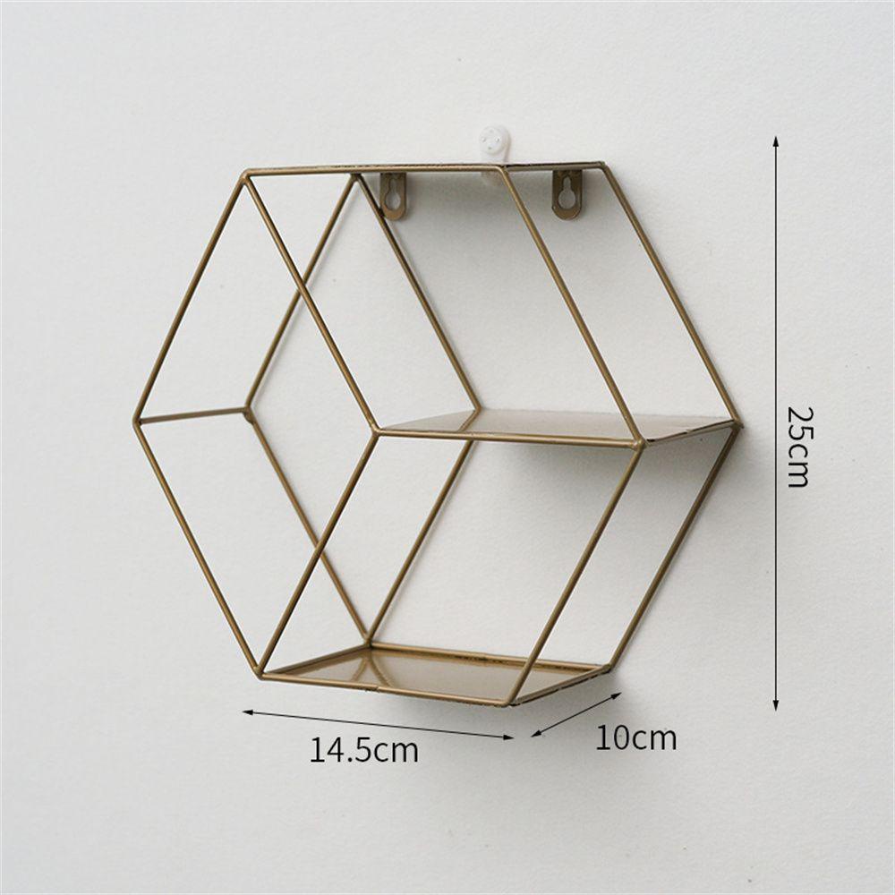 Solighter Hexagonal Grid Wall Frame Besi Kamar Tidur Ruang Tamu Rak Koleksi