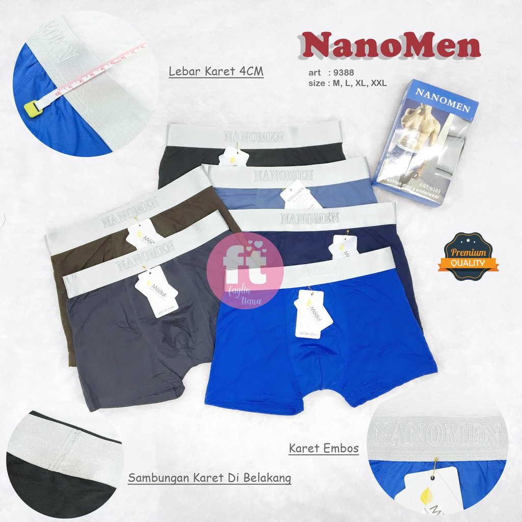 NANOMEN | Celana Dalam Boxer Pria / Celana Dalam Segi4 Pria / art NM 9388