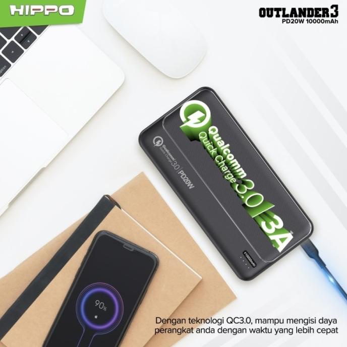 Hippo Power Bank Outlander 3 Pd 10.000 Mah Superfast Charging 20W garansi resmi HIPPO 1 TAHUN