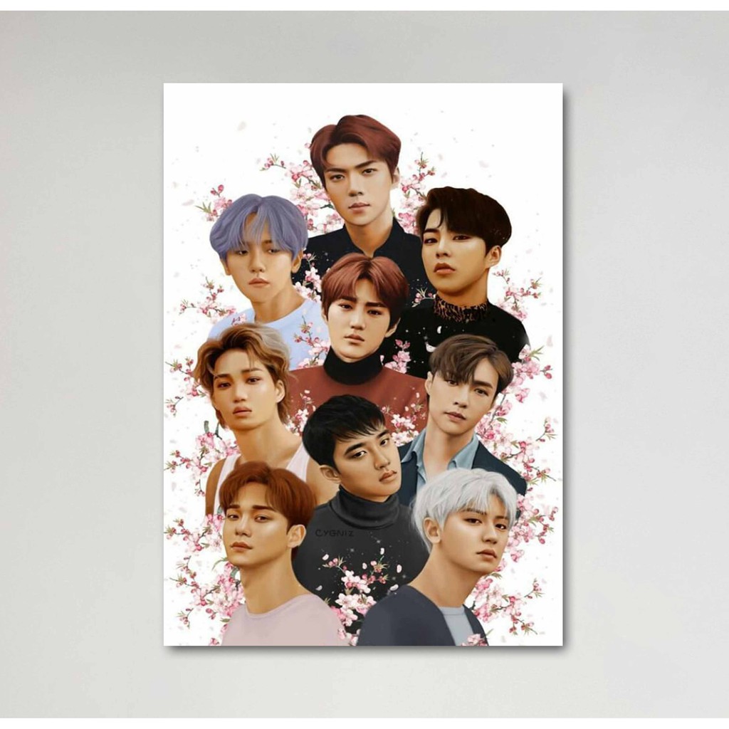 Hiasan Dinding Exo Edition Hiasan Dinding Kamar Exo Lukisan Exo Wall Decor Poster Kayu Shopee Indonesia