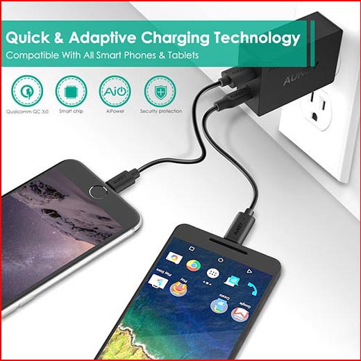 Aukey Charger USB 2 in 1 USB Type C Quick Charge 3.0 - PA-Y2 - White